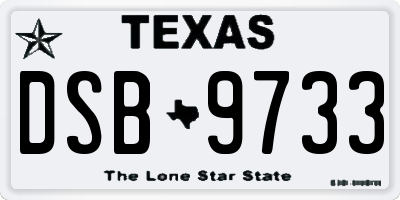 TX license plate DSB9733