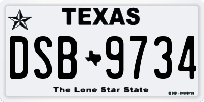 TX license plate DSB9734