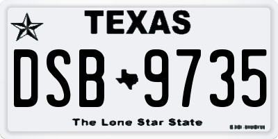 TX license plate DSB9735
