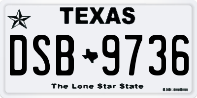 TX license plate DSB9736