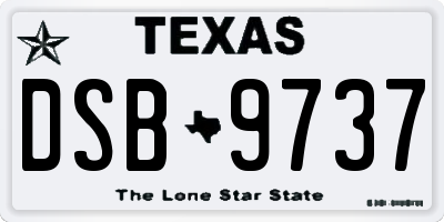 TX license plate DSB9737