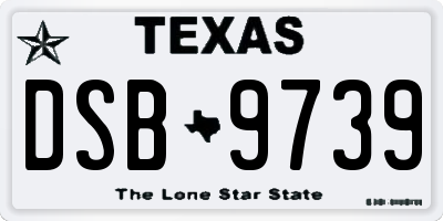 TX license plate DSB9739