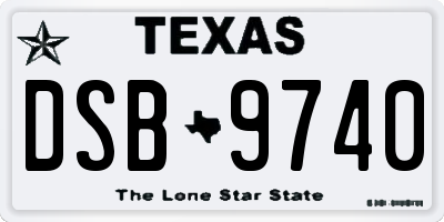 TX license plate DSB9740
