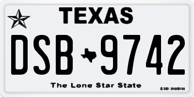 TX license plate DSB9742