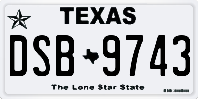 TX license plate DSB9743