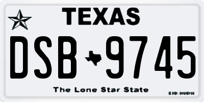 TX license plate DSB9745