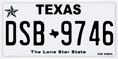 TX license plate DSB9746