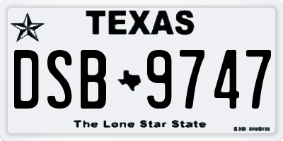 TX license plate DSB9747