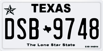 TX license plate DSB9748