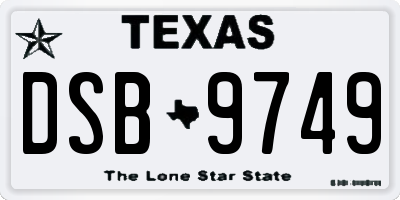 TX license plate DSB9749