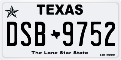 TX license plate DSB9752