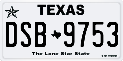 TX license plate DSB9753