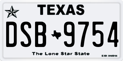 TX license plate DSB9754