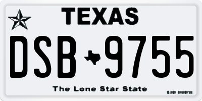 TX license plate DSB9755