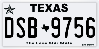 TX license plate DSB9756