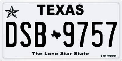TX license plate DSB9757