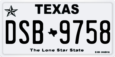 TX license plate DSB9758