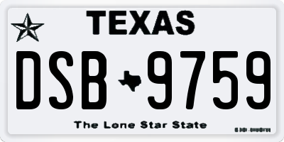 TX license plate DSB9759