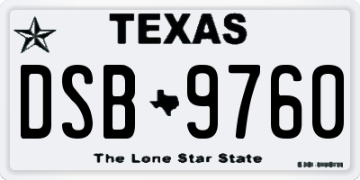 TX license plate DSB9760