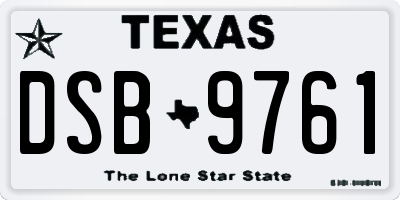 TX license plate DSB9761