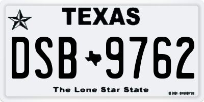 TX license plate DSB9762