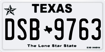 TX license plate DSB9763