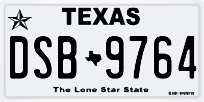 TX license plate DSB9764