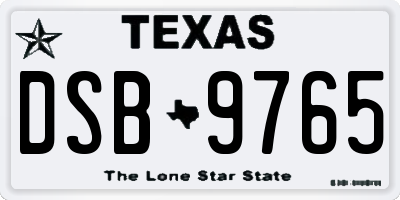 TX license plate DSB9765