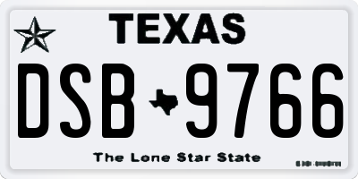 TX license plate DSB9766