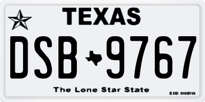 TX license plate DSB9767