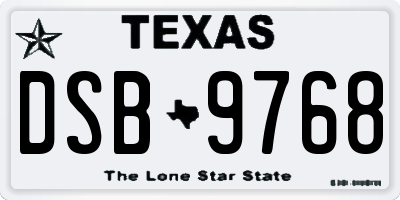 TX license plate DSB9768