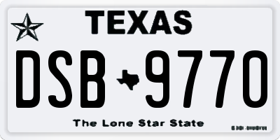 TX license plate DSB9770