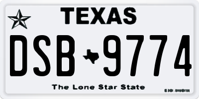 TX license plate DSB9774