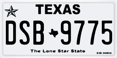 TX license plate DSB9775