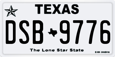 TX license plate DSB9776