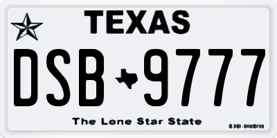 TX license plate DSB9777
