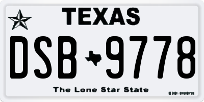 TX license plate DSB9778