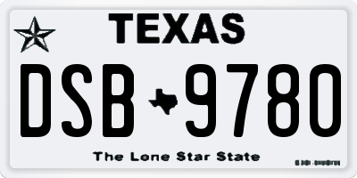 TX license plate DSB9780