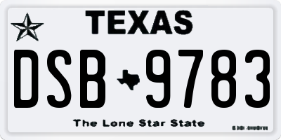 TX license plate DSB9783