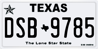 TX license plate DSB9785