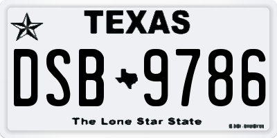 TX license plate DSB9786
