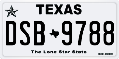TX license plate DSB9788