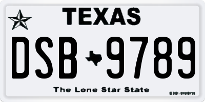 TX license plate DSB9789