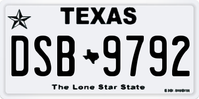 TX license plate DSB9792