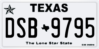 TX license plate DSB9795