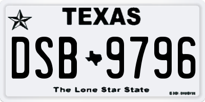 TX license plate DSB9796