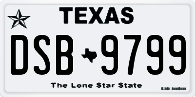 TX license plate DSB9799