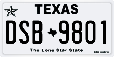 TX license plate DSB9801
