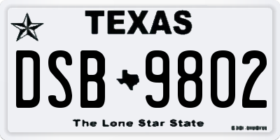 TX license plate DSB9802