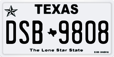 TX license plate DSB9808